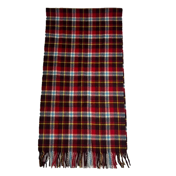 J Crew By Moon Plaid Scarf 72x19 Inches NWT Pure Merino Wool Red Multicolored - Picture 1 of 6